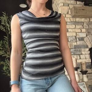 A byer grey black striped cowl neck top with lace back detail size small